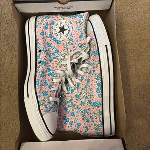 Converse Pink and Blue Floral High-Tops